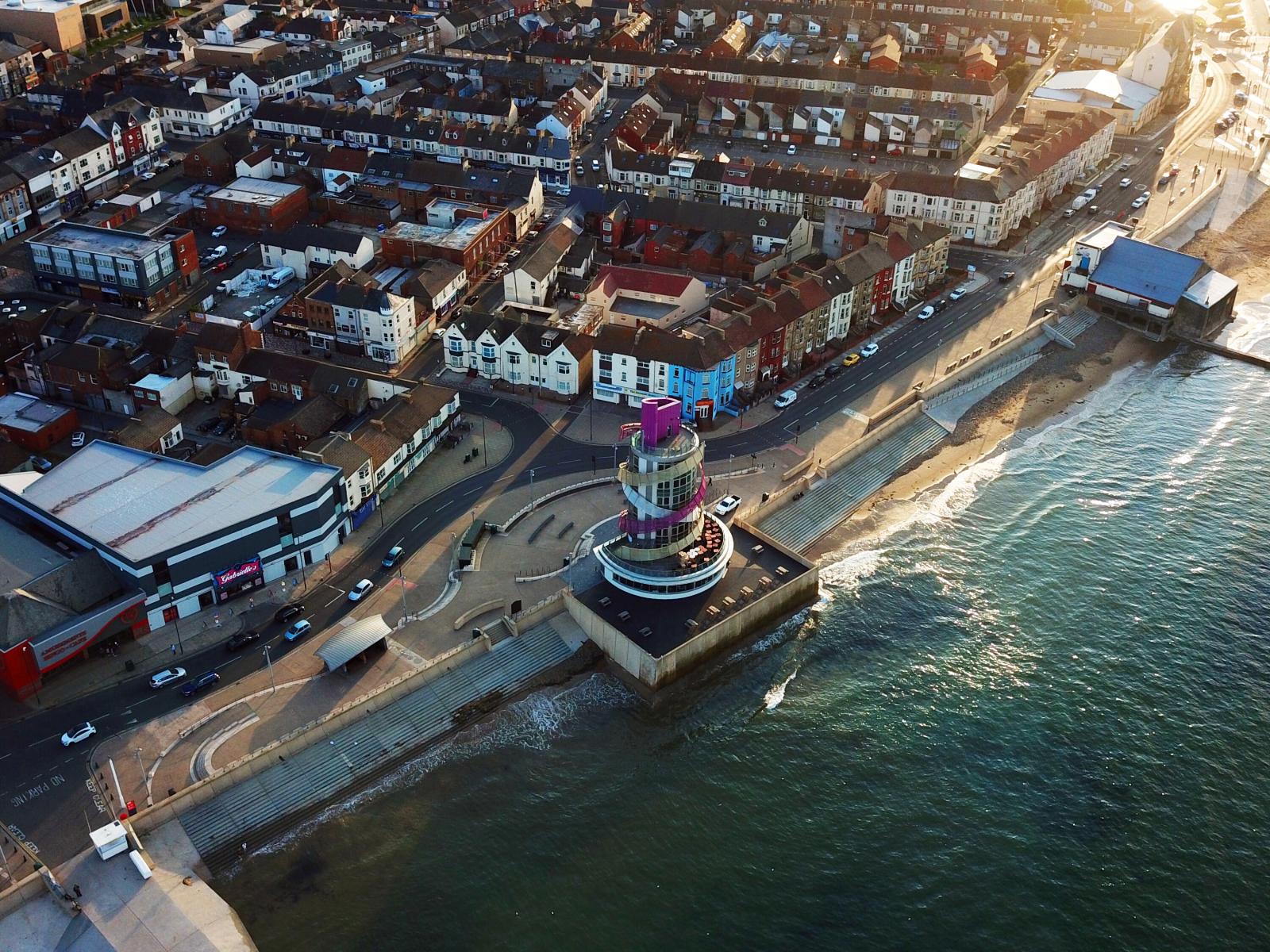 Arial photo of Redcar tower and seafront